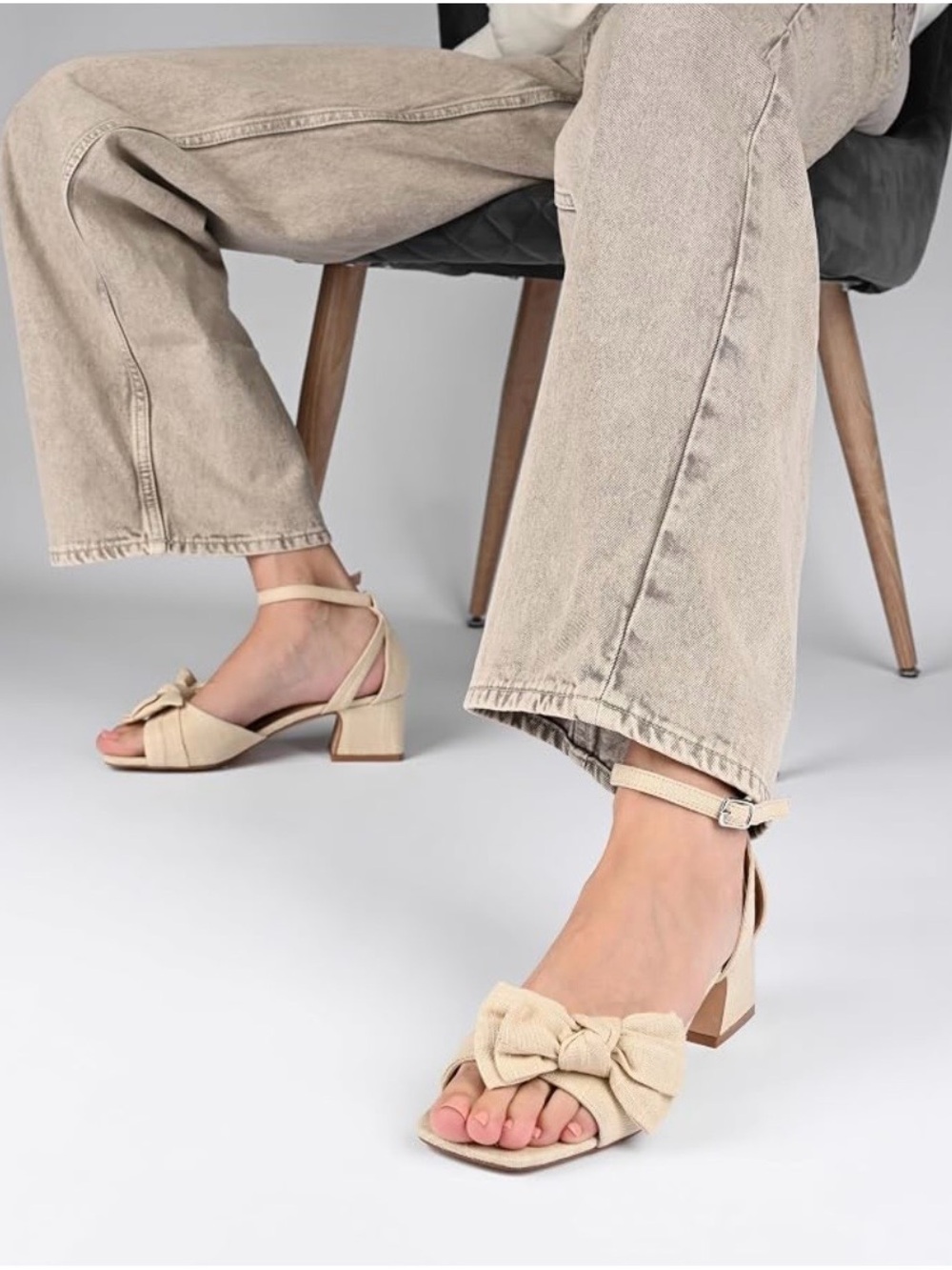 Journey Womens Zevi Linen Block Heel Dress Sandals, size 7.5